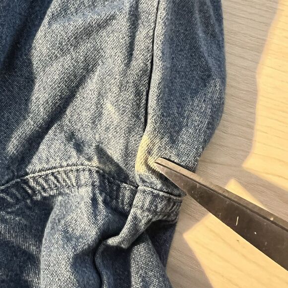 Vintage Ozark Mountain Jean Company Cropped Denim Shirt L Western Cowgirl Rodeo - Picture 13 of 16